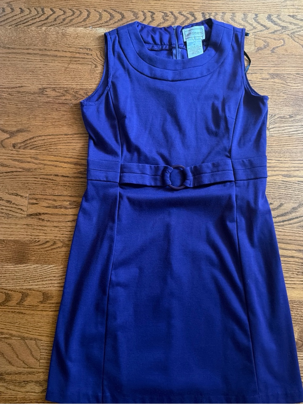 karin stevens Dark Purple Sleeveless Belted Sheath Dress